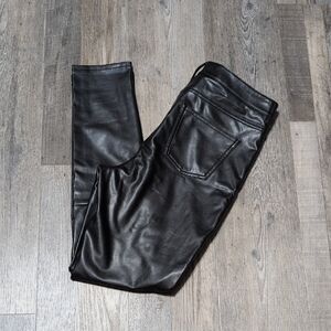 7 For All Mankind Black Faux Leather Skinny Pants